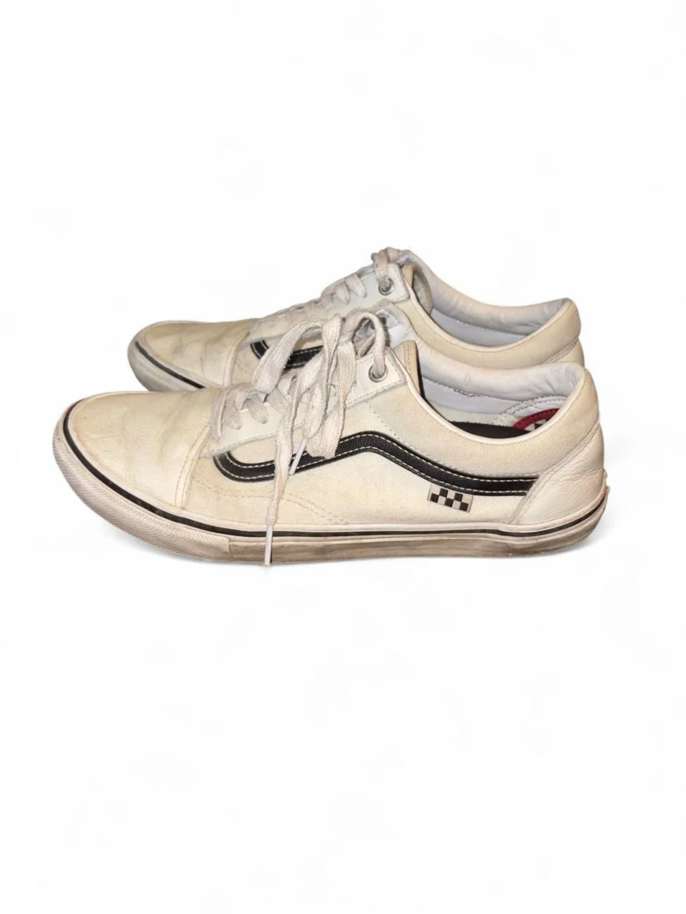 Vans Off-White Low-Top Sneakers with Black Side Stripe